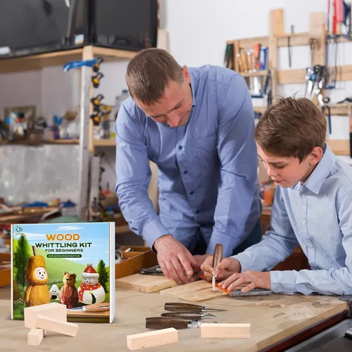 Miniatura 9 de IMYMEE Kit de Tallado de Madera para Principiantes - Juego Completo de Tallado con 4 Cuchillos de Tallado de Madera y 8 Bloques de Madera de Tilo