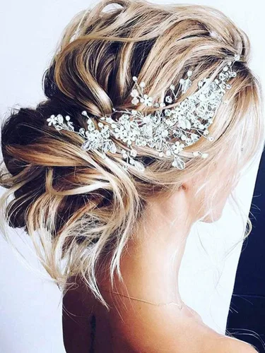 Unicra Flor de novia boda pelo vid cristal pieza nupcial pieza de diamantes de imitación fiesta accesorios hoja joyería cuentas cuentas tocado para