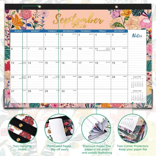 Miniatura 4 de Calendario de escritorio 2026 – Enero 2026 – Diciembre 2026, calendario de escritorio mensual grande de 12 meses 2026, 17 x 12 pulgadas, tapete