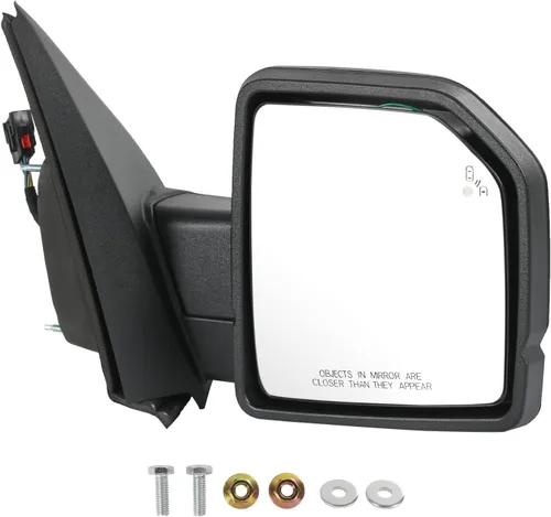 Miniatura 9 de JDMSPEED Espejo retrovisor lateral izquierdo eléctrico con calefacción, señal LED texturizada, negro, izquierdo, LH, compatible con Ford F150