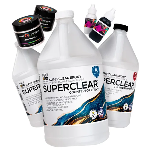 Miniatura 8 de Superclear Kit de resina epoxi para encimera, mármol negro de 1.5 galones, transformación de encimera para cocina, baño y bar, apto para alimentos
