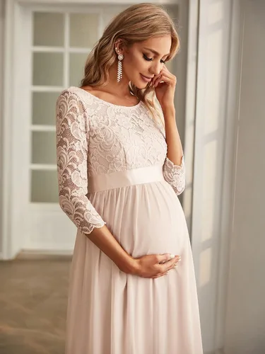 Miniatura 5 de Ever-Pretty Vestido de maternidad con bordado de encaje de manga 34 de gasa para mujer 20797-EYUS