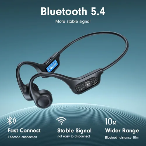 Miniatura 3 de Auriculares de conducción ósea, auriculares de oreja abierta Bluetooth 5.4 con micrófono, 8 horas de reproducción, auriculares de conducción ósea