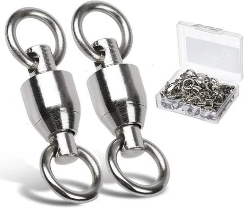 AMYSPORTS Cojinete con Rodamiento de Bolas Conector de Alta Resistencia Anillos Soldados Sólidos de Acero Inoxidable Eslabones Giratorios para Pesca