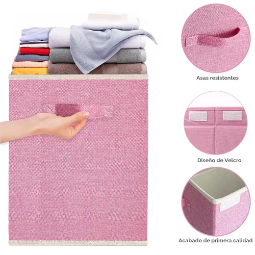 Miniatura 6 de Caja grande plegable de almacenamiento para juguetes con tapa y asas - Baúl organizador para niños para juguetes, ropa, mantas