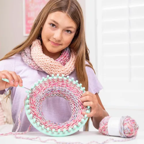 Miniatura 6 de Hapinest - Kit de tejido para aprender a tejer sombrero y bufanda con telar para niños de 8 a 12 años