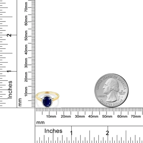 Miniatura 52 de Gem Stone King Anillo de compromiso ovalado de oro amarillo de 10 quilates con piedra natal y halo de diamantes Ovalado de 0.354 x 0.276 in