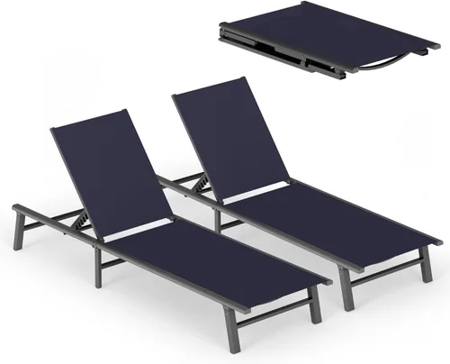 Miniatura 15 de Tumbona de Aluminio para Exteriores - Silla de Descanso Plegable y de Montaje Libre para Exteriores con 5 Respaldos Ajustables, Silla de Patio