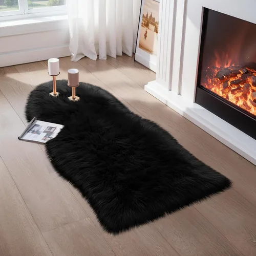 Miniatura 50 de Ciicool Alfombras de Piel de Oveja Sintética Suaves Alfombra de Piel Sintética Suave Beige Alfombra Esponjosa Funda para Silla y Sofá Alfombra