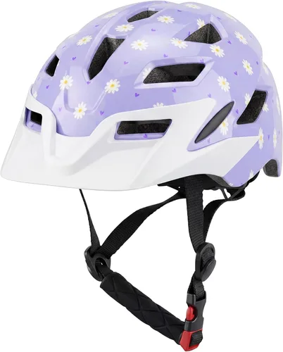 Miniatura 21 de Casco de bicicleta para niños, casco ajustable para niños y jóvenes con visera desmontable y luz LED para niños de 3-5/5-8/8-12 años, casco Azul