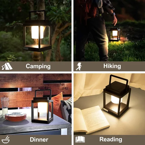 Miniatura 6 de Lámpara de mesa solar para exteriores, luz recargable inalámbrica para patio, linterna LED portátil con control táctil, 3 niveles de brillo, 4800
