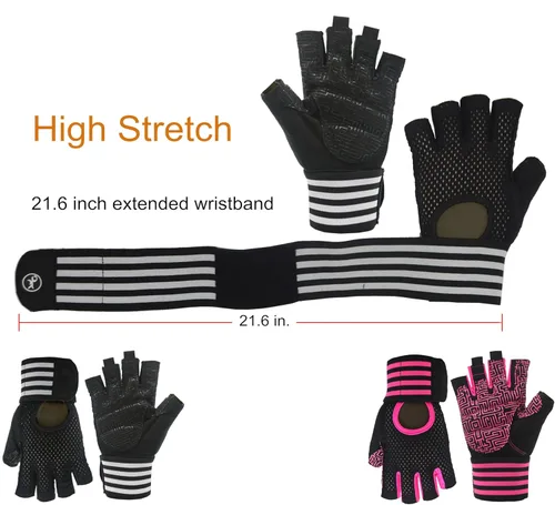Miniatura 4 de Guantes de levantamiento de pesas, guantes de entrenamiento acolchados con soporte para muñeca, guantes de gimnasio para mujeres y niñas, gimnasio