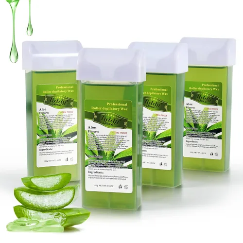 Cera de depilación, repuesto de cera, cartucho de rodillo de cera suave para kit de depilación, cera depilatoria de aloe para pieles sensibles,