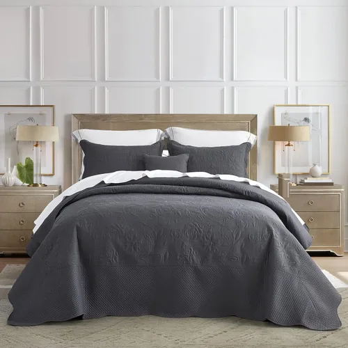 Miniatura 19 de CHIXIN Juego de colcha extragrande tamaño King – Funda de cama ligera – Hermosas costuras – Colcha reversible de 5 piezas – Patrón de paisley