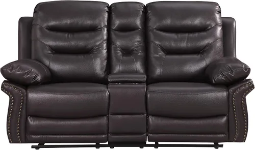 Miniatura 10 de Blackjack Furniture Andrews - Sofá reclinable de cuero tapizado con cabeza de clavos tradicional tapizada con tapizado y ribeteado, sofá biplaza