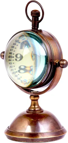 Reloj de escritorio de doble cara de estilo vintage, acabado de bronce antiguo, pantalla de hora militar, 4 pulgadas