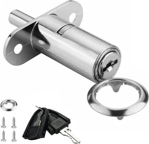 XIEHE Empujador de aleación de zinc, cerradura de puerta corrediza de gabinete de 3/4 pulgadas, diámetro de cilindro de 0.748 in, llave diferente