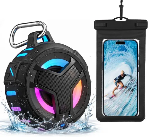 Miniatura 12 de EBODA - Altavoz de ducha impermeable con Bluetooth, IPX7, flotante, portátil, inalámbrico, pequeños altavoces, tiempo de reproducción de 24H con luz