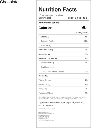 Miniatura 7 de drink wholesome Proteína de colágeno de chocolate en polvo para estómagos sensibles Proteína de alimentos integrales mínimamente procesada Sin