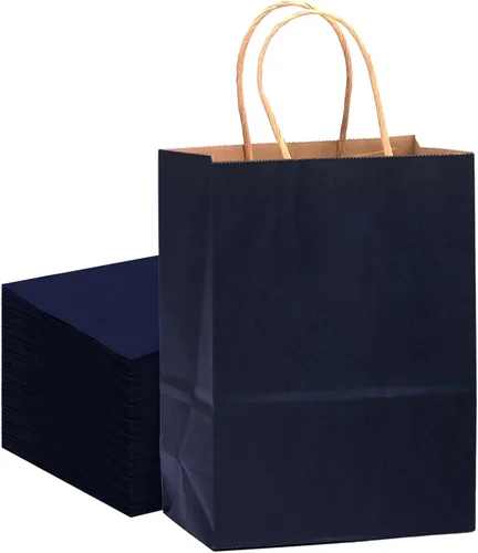 Miniatura 13 de qiqee Bolsas grandes de papel kraft con asas de 13 x 10 x 5 pulgadas, 32 bolsas de papel de regalo, bolsas de color sólido rosa brillante