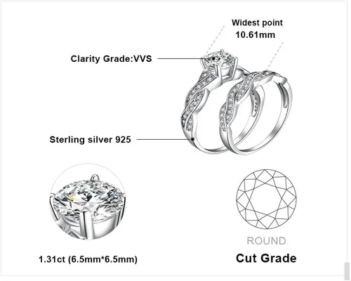 Miniatura 2 de JewelryPalace Anillos de compromiso para mujer, plata de ley 925 chapada en oro de 14 quilates, anillos de promesa de circonita cúbica para ella