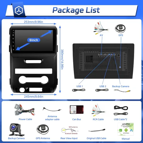 Miniatura 8 de Leadfan Radio de coche para Ford F150 2009 2010 2011 2012 estéreo inalámbrico Apple CarPlay y Android Auto, 9 pulgadas IPS pantalla táctil Radio