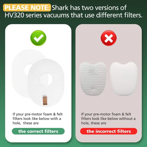 Miniatura 3 de Paquete de 2 filtros de repuesto para Shark Rocket Vacuum HV300 HV301 HV300W HV302 HV305 HV310 UV450 Kit de filtro de espuma y fieltro