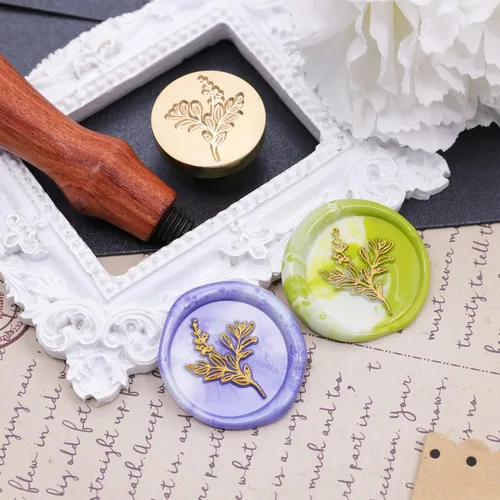 Miniatura 4 de SWANGSA Sello de cera de hoja de eucalipto, sello de sellado de cabeza de latón vintage, ideal para adornar invitaciones de fiesta, paquetes