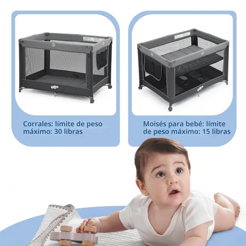 Miniatura 5 de Pamo Babe Corralito Portátil Plegable Parque Infantil Cuna Portátil para Bebés y Niños Pequeños Gris-Carbón