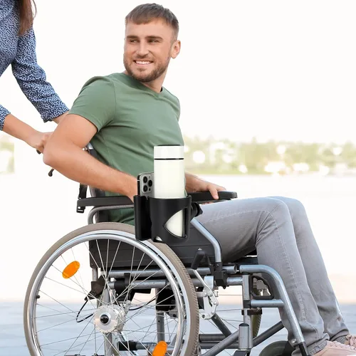 Miniatura 9 de Accmor Portavasos Universal para Andador, Portavasos para Silla de Ruedas con Soporte para Teléfono, Portabotellas Giratorio de 360° para Silla