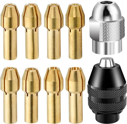 Worldiry - Juego de 10 pinzas para portabrocas de repuesto 4486 para Dremel, latón de cambio rápido taladro rotativo Dremel Collet de 1/8 pulgadas x