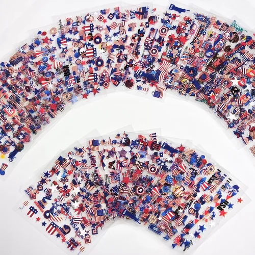 Miniatura 7 de 30 hojas de calcomanías de uñas del 4 de julio para arte de uñas, Día de la Independencia, calcomanías de arte en 3D, autoadhesivas, bandera