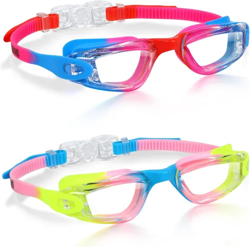 Miniatura 12 de Aegend - Gafas de natación de 2 unidades, gafas de natación para niños, niños y niñas de 3 a 14 años Azul y verde claro