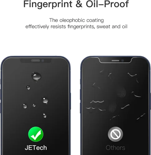Miniatura 5 de JETech Protector de pantalla de cobertura completa para iPhone 12/12 Pro de 6.1 pulgadas, película de vidrio templado 9H, compatible con fundas