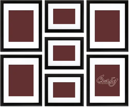 Miniatura 14 de Craig Frames, juego de 7 portarretratos de madera compuesta para colgar en pared. Portaretratos con fondo blanco