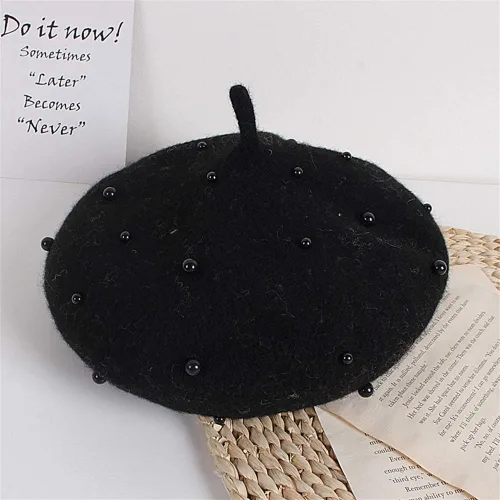 Miniatura 2 de Gorros de boina de perlas para bebés y niñas, sombreros de lana para fiesta de bebé, sombreros de primavera y verano, accesorios para bebés de 2 a 6