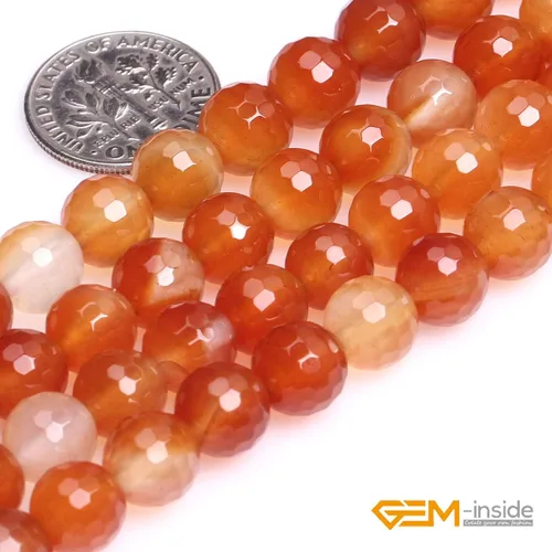 Miniatura 3 de GEM-Inside - Cuentas sueltas de cornalina roja y naranja, cuentas de energía natural para hacer joyas, redondas, facetas de 0.315 in, 15 pulgadas