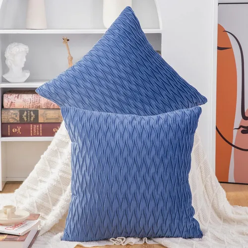 Miniatura 33 de MADIZZ Juego de 2 fundas de almohada decorativas de terciopelo súper suave de 14 x 14 pulgadas, diseño cuadrado verde manzana con textura