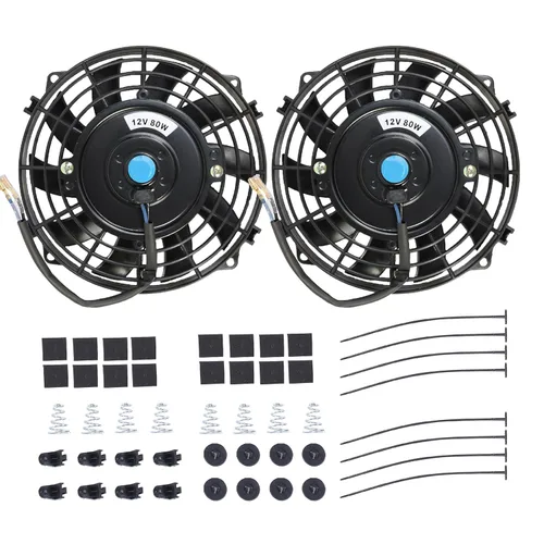 Miniatura 9 de Ventilador delgado de 10 pulgadas de empuje y tracción, ventilador eléctrico de enfriamiento para radiador universal de alto rendimiento, motor