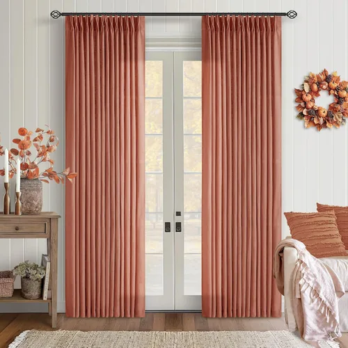 Miniatura 93 de Cortinas de lino natural con pliegues fruncidos de 120 pulgadas de largo para sala de estar, cortinas plisadas con ganchos y lengüeta trasera
