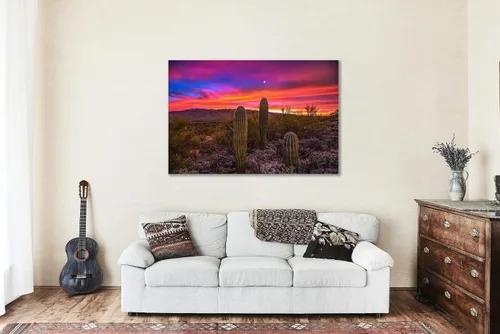 Miniatura 5 de Southwestern Wall Art (Ready to Hang) Aluminum Metal Print of Saguaro Cactus Under Venus and Jupiter at Sunrise in Sonoran Desert near Tucson