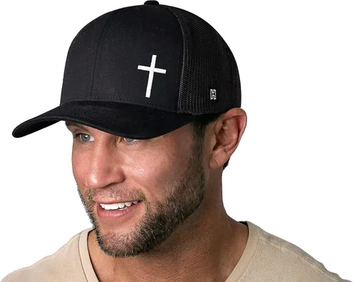 Miniatura 3 de HAKA Cross Hat - Christian Trucker Hat Jesus, Mesh Outdoor Hat for Men & Women, Adjustable Baseball Cap, Snapback Hat