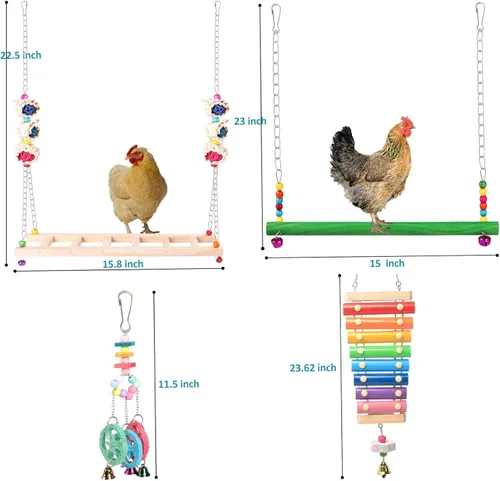 Miniatura 3 de Juguetes de pollo para gallinero, juego de 12 piezas, juguetes de enriquecimiento de pollo, incluye xilófono, juego de columpio, juguete de espejo