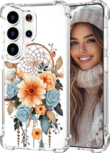 Miniatura 160 de Hungo Funda compatible con Samsung Galaxy S23 con diseño floral y bonito diseño transparente, femenino para mujeres y niñas, con hermoso clavel