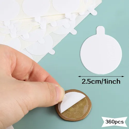 Miniatura 2 de 360 PCS Calcomanías Adhesivas de Cera para Sellar de Doble Cara - Masilla Pegajosa Removible para Respaldo de Sellado (1 Pulgada)