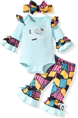HINTINA Conjunto de ropa para bebé recién nacida con diadema para el primer Halloween