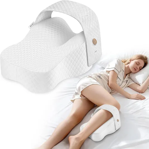 Almohada de rodilla para personas que duermen de lado | Alineación de columna vertebral y soporte de cadera con espuma viscoelástica ajustable,