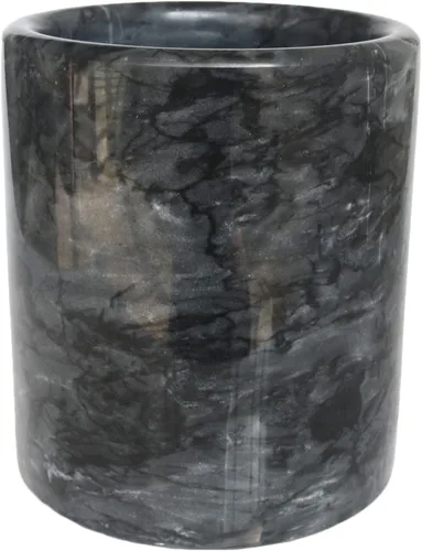 HillSpring Soporte para utensilios de cocina de mármol negro, organizador de utensilios con peso para encimera, cubo enfriador de vino con base