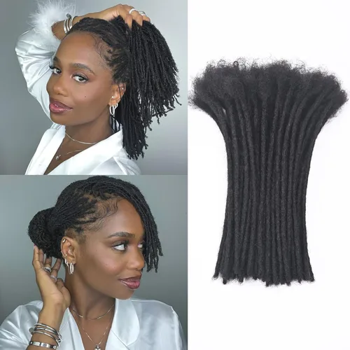 Miniatura 36 de Extensiones Loc de 10 pulgadas de grosor de cabello humano de 10 pulgadas, 10 hebras, extensiones de rastas de cabello humano para mujeres