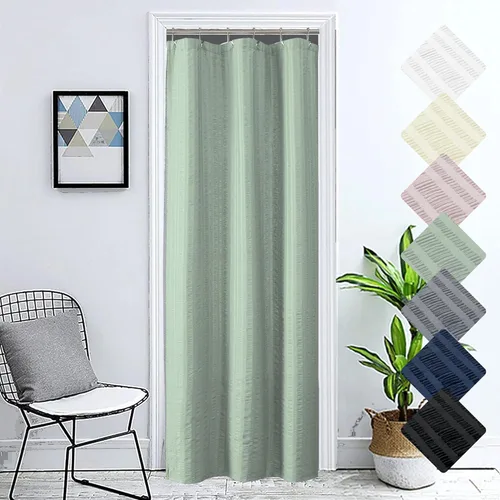 Miniatura 64 de Aiyufeng Moga - Cortina de ducha verde salvia, cortinas de ducha texturizadas en relieve 3D para baño, cortina de baño de tela de poliéster de lujo